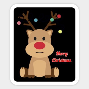 Majestic Reindeer in a Merry Christmas Setting Sticker